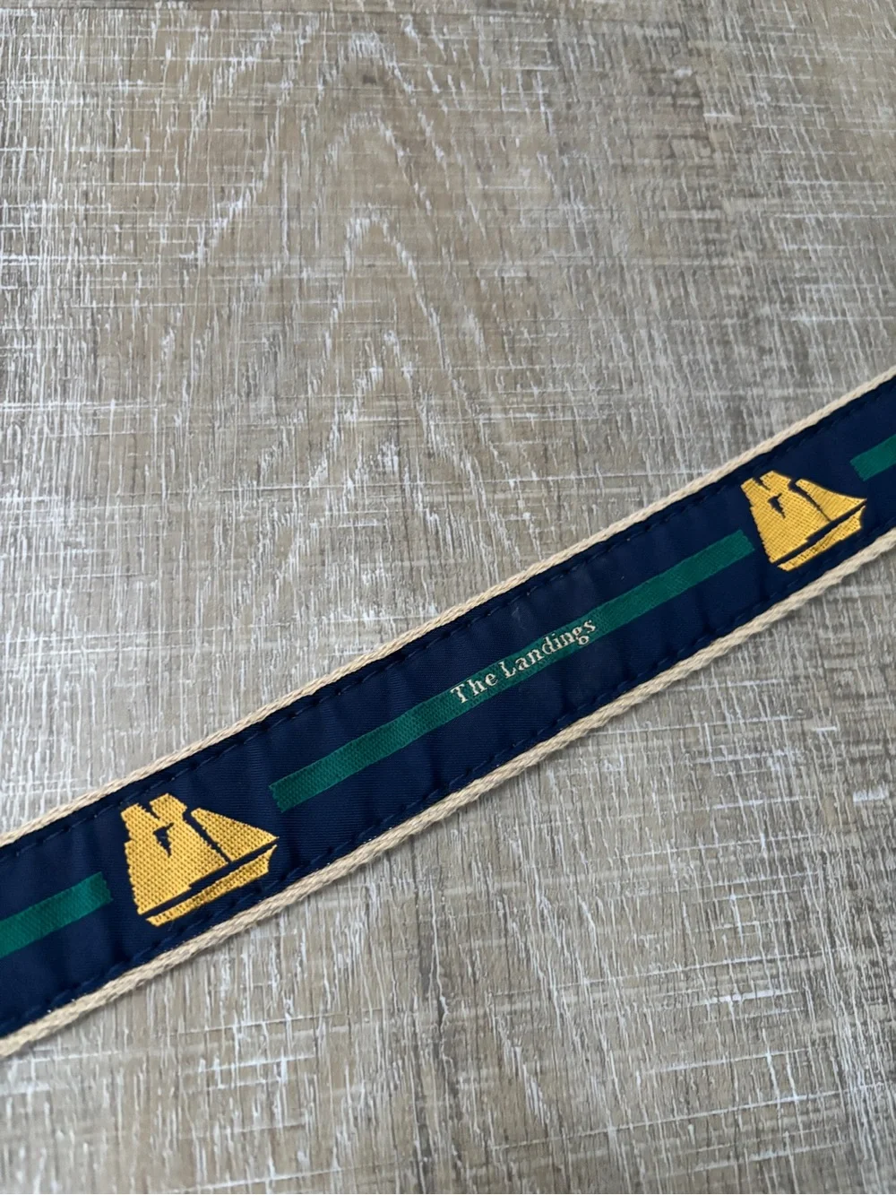 Vintage YRI Golf Belt Mens 32 The Landings Club Georgia Canvas Leather Preppy